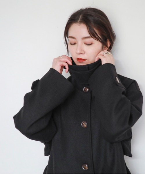 feepur（フェピュール）の「スタンドカラーロングコート（ステンカラーコート・レディース・ブラック/ベージュ/杢グレー・SMALL/MEDIUM）」の16枚目の写真