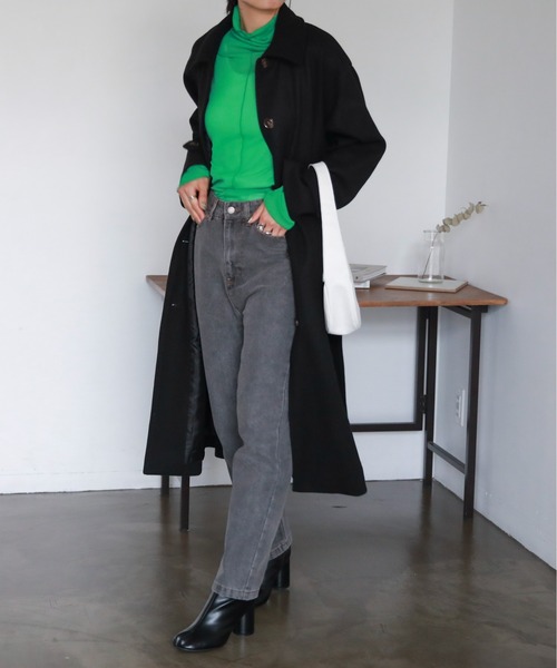 feepur（フェピュール）の「スタンドカラーロングコート（ステンカラーコート・レディース・ブラック/ベージュ/杢グレー・SMALL/MEDIUM）」の20枚目の写真