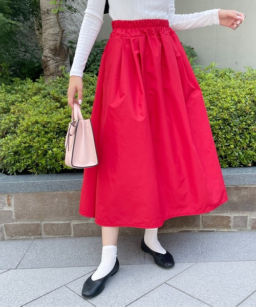 StyleSea（スタイルシー）の「ボリュームロングギャザーフレアスカート（スカート・レディース・アイボリー/サーモンピンク/レッド/イエロー/ラベンダー/グリーン/ライトブルー/ネイビー/ダークラベンダー/グレー/ブラック・FREE）」の11枚目の写真