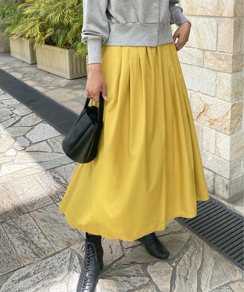 StyleSea（スタイルシー）の「ボリュームロングギャザーフレアスカート（スカート・レディース・アイボリー/サーモンピンク/レッド/イエロー/ラベンダー/グリーン/ライトブルー/ネイビー/ダークラベンダー/グレー/ブラック・FREE）」の9枚目の写真