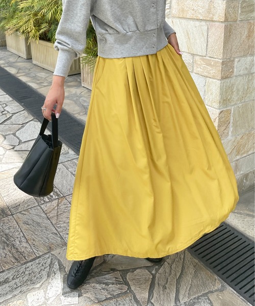 StyleSea（スタイルシー）の「ボリュームロングギャザーフレアスカート（スカート・レディース・アイボリー/サーモンピンク/レッド/イエロー/ラベンダー/グリーン/ライトブルー/ネイビー/ダークラベンダー/グレー/ブラック・FREE）」の12枚目の写真