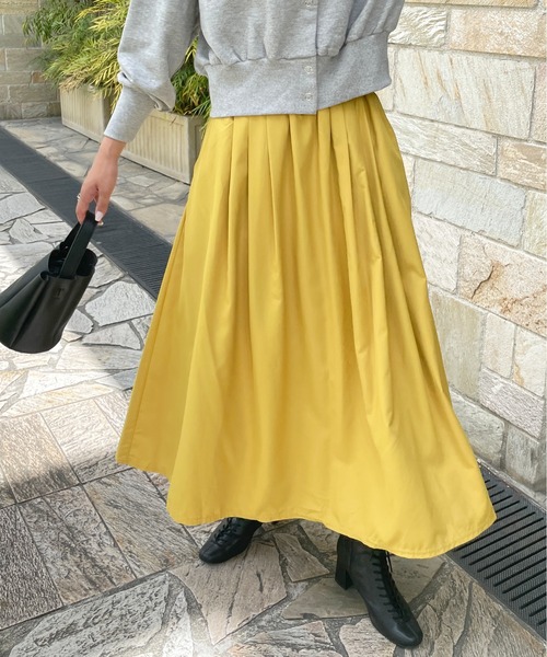 StyleSea（スタイルシー）の「ボリュームロングギャザーフレアスカート（スカート・レディース・アイボリー/サーモンピンク/レッド/イエロー/ラベンダー/グリーン/ライトブルー/ネイビー/ダークラベンダー/グレー/ブラック・FREE）」の14枚目の写真