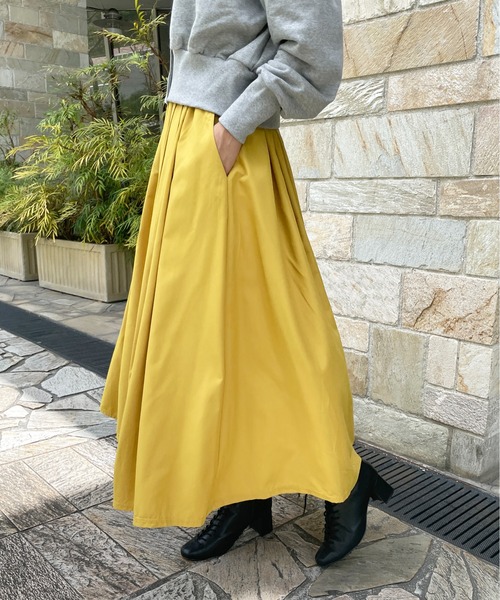 StyleSea（スタイルシー）の「ボリュームロングギャザーフレアスカート（スカート・レディース・アイボリー/サーモンピンク/レッド/イエロー/ラベンダー/グリーン/ライトブルー/ネイビー/ダークラベンダー/グレー/ブラック・FREE）」の16枚目の写真