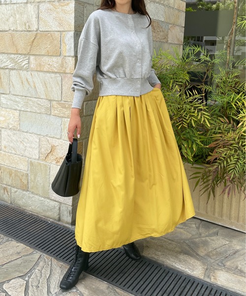 StyleSea（スタイルシー）の「ボリュームロングギャザーフレアスカート（スカート・レディース・アイボリー/サーモンピンク/レッド/イエロー/ラベンダー/グリーン/ライトブルー/ネイビー/ダークラベンダー/グレー/ブラック・FREE）」の21枚目の写真