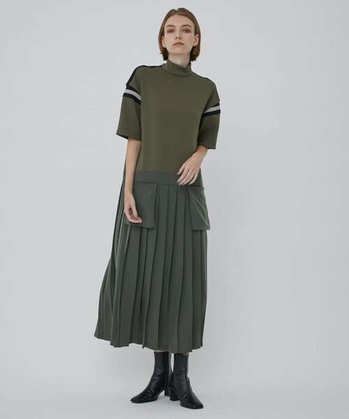 CITY TOKYO（シティトウキョウ）の「プリーツドッキングカットワンピース（ワンピース・レディース・オフホワイト/カーキ/オレンジ・1/2）」の22枚目の写真