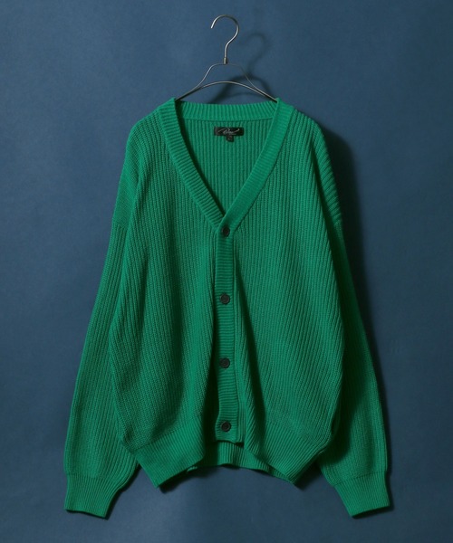 ANPAS(アンパス)の「High Bulked Yarn Half Cardigan Stitch Knit Cardigan/ハイバルキー 片畦編み ルーズニットカーディガン(カーディガン/ボレロ・メンズ・ブラック/ロイヤルブルー/ライトグレー/パープル/グリーン/マスタード/グレイッシュベージュ・L/M/LL)」の5枚目の写真