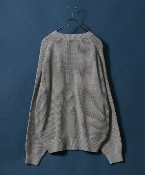 ANPAS(アンパス)の「High Bulked Yarn Half Cardigan Stitch Knit Cardigan/ハイバルキー 片畦編み ルーズニットカーディガン(カーディガン/ボレロ・メンズ・ブラック/ロイヤルブルー/ライトグレー/パープル/グリーン/マスタード/グレイッシュベージュ・L/M/LL)」の9枚目の写真