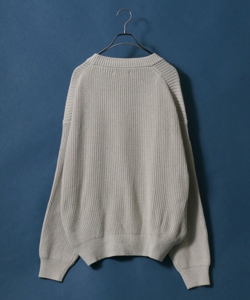 ANPAS(アンパス)の「High Bulked Yarn Half Cardigan Stitch Knit Cardigan/ハイバルキー 片畦編み ルーズニットカーディガン(カーディガン/ボレロ・メンズ・ブラック/ロイヤルブルー/ライトグレー/パープル/グリーン/マスタード/グレイッシュベージュ・L/M/LL)」の10枚目の写真
