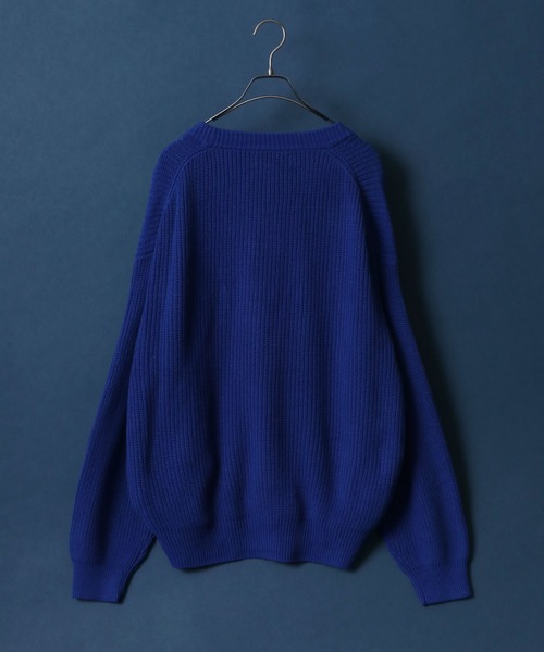 ANPAS(アンパス)の「High Bulked Yarn Half Cardigan Stitch Knit Cardigan/ハイバルキー 片畦編み ルーズニットカーディガン(カーディガン/ボレロ・メンズ・ブラック/ロイヤルブルー/ライトグレー/パープル/グリーン/マスタード/グレイッシュベージュ・L/M/LL)」の12枚目の写真
