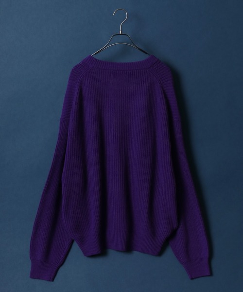 ANPAS(アンパス)の「High Bulked Yarn Half Cardigan Stitch Knit Cardigan/ハイバルキー 片畦編み ルーズニットカーディガン(カーディガン/ボレロ・メンズ・ブラック/ロイヤルブルー/ライトグレー/パープル/グリーン/マスタード/グレイッシュベージュ・L/M/LL)」の13枚目の写真