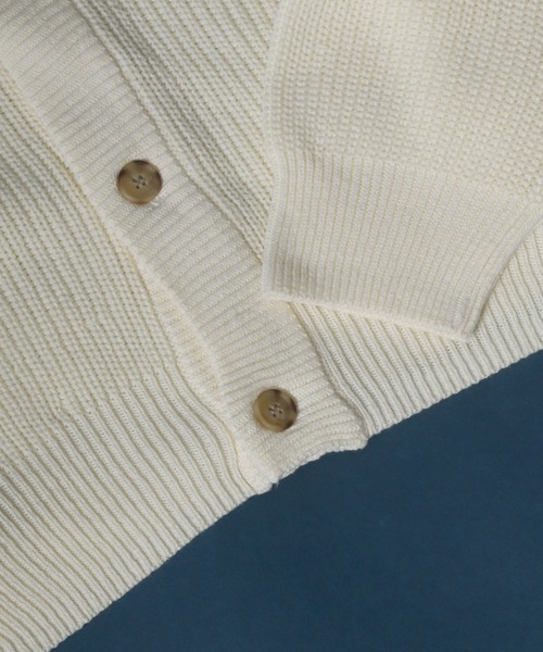 ANPAS(アンパス)の「High Bulked Yarn Half Cardigan Stitch Knit Cardigan/ハイバルキー 片畦編み ルーズニットカーディガン(カーディガン/ボレロ・メンズ・ブラック/ロイヤルブルー/ライトグレー/パープル/グリーン/マスタード/グレイッシュベージュ・L/M/LL)」の17枚目の写真