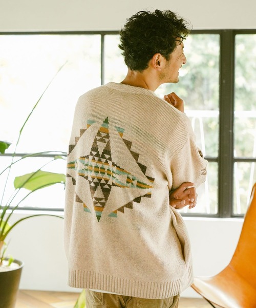 PENDLETON(ペンドルトン)の「【PENDLETON】JACQUARD KNIT CARDIGAN EX(カーディガン/ボレロ・メンズ・ブラック/ネイビー/アイボリー・MEDIUM/LARGE)」の3枚目の写真