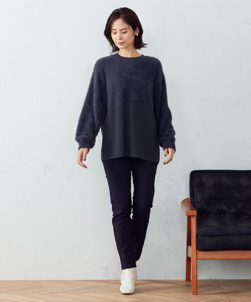 COMME CA ISM(コムサイズム)の「シャギー ニットプルオーバー(ニット/セーター・レディース・イエロー×グリーン/チャコール/ブラウン・MEDIUM/LARGE)」の4枚目の写真