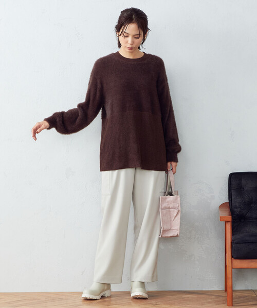 COMME CA ISM(コムサイズム)の「シャギー ニットプルオーバー(ニット/セーター・レディース・イエロー×グリーン/チャコール/ブラウン・MEDIUM/LARGE)」の6枚目の写真