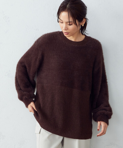 COMME CA ISM(コムサイズム)の「シャギー ニットプルオーバー(ニット/セーター・レディース・イエロー×グリーン/チャコール/ブラウン・MEDIUM/LARGE)」の7枚目の写真