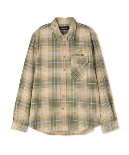 AVIREX(アヴィレックス)の「L/S CHECK SHIRT USMC / チェック シャツ USMC / AVIREX/ アヴィレックス(シャツ/ブラウス・メンズ・ベージュ/ネイビー/オレンジ・M/L/2XL/XL)」の5枚目の写真