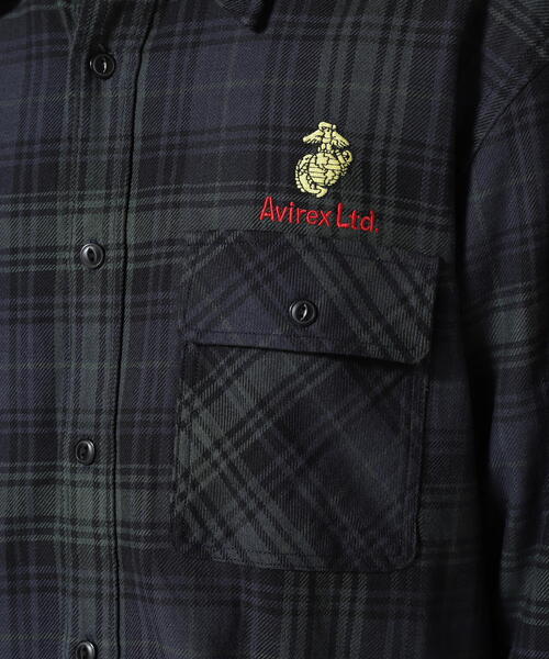 AVIREX(アヴィレックス)の「L/S CHECK SHIRT USMC / チェック シャツ USMC / AVIREX/ アヴィレックス(シャツ/ブラウス・メンズ・ベージュ/ネイビー/オレンジ・M/L/2XL/XL)」の18枚目の写真