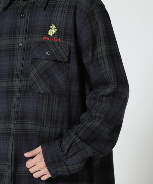 AVIREX(アヴィレックス)の「L/S CHECK SHIRT USMC / チェック シャツ USMC / AVIREX/ アヴィレックス(シャツ/ブラウス・メンズ・ベージュ/ネイビー/オレンジ・M/L/2XL/XL)」の19枚目の写真