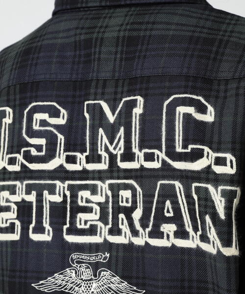 AVIREX(アヴィレックス)の「L/S CHECK SHIRT USMC / チェック シャツ USMC / AVIREX/ アヴィレックス(シャツ/ブラウス・メンズ・ベージュ/ネイビー/オレンジ・M/L/2XL/XL)」の22枚目の写真