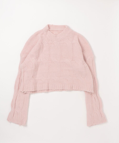 ibeul_（イベール）の「ソフトバルキーアラン柄ニット（ニット/セーター・レディース・グリーン/ピンク/ブルー/ホワイト・FREE）」の4枚目の写真