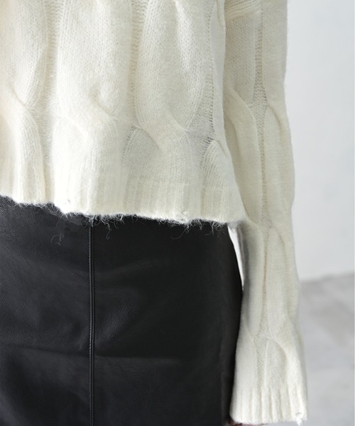 ibeul_（イベール）の「ソフトバルキーアラン柄ニット（ニット/セーター・レディース・グリーン/ピンク/ブルー/ホワイト・FREE）」の8枚目の写真