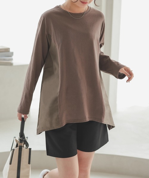 Isn't She?(イズントシー)の「ミックスデザイントップス(Tシャツ/カットソー・レディース・ベージュ/ブラック/ブラウン・FREE)」の20枚目の写真