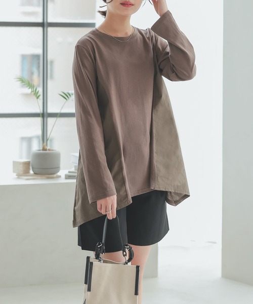 Isn't She?(イズントシー)の「ミックスデザイントップス(Tシャツ/カットソー・レディース・ベージュ/ブラック/ブラウン・FREE)」の18枚目の写真