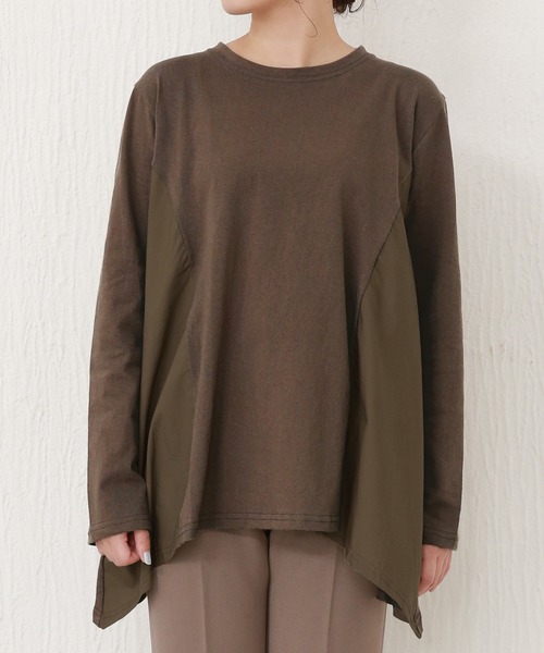 Isn't She?(イズントシー)の「ミックスデザイントップス(Tシャツ/カットソー・レディース・ベージュ/ブラック/ブラウン・FREE)」の13枚目の写真