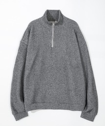【UNISEX】カジュアルオーバーフィットリブ半ジップアップニット