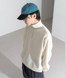 【UNISEX】カジュアルオーバーフィットリブ半ジップアップニット