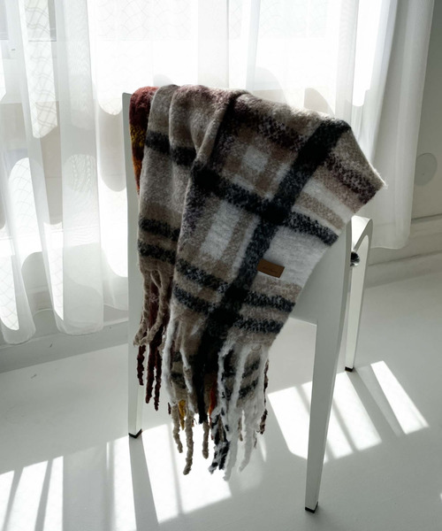 archives（アルシーヴ）の「チェックストール（ストール/ショール・レディース・ベージュ/オレンジ・FREE）」の4枚目の写真