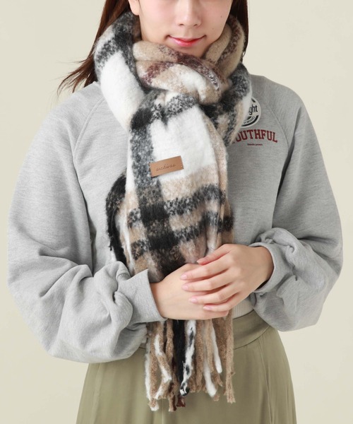 archives（アルシーヴ）の「チェックストール（ストール/ショール・レディース・ベージュ/オレンジ・FREE）」の10枚目の写真