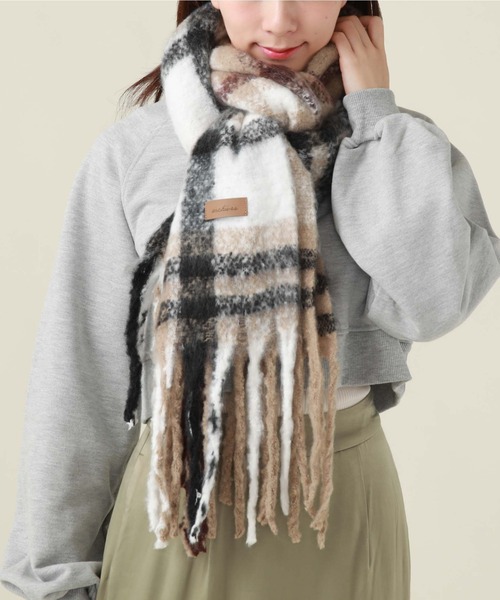 archives（アルシーヴ）の「チェックストール（ストール/ショール・レディース・ベージュ/オレンジ・FREE）」の9枚目の写真