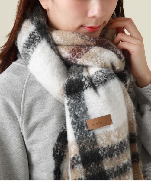 archives（アルシーヴ）の「チェックストール（ストール/ショール・レディース・ベージュ/オレンジ・FREE）」の13枚目の写真