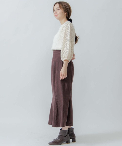 flower(フラワー)の「カームパピヨンスカート(スカート・レディース・アイボリー/ブラウン・FREE)」の4枚目の写真