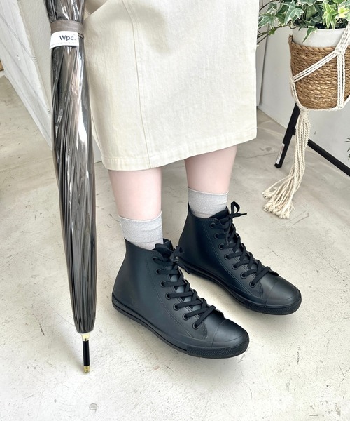 ORiental TRaffic(オリエンタルトラフィック)の「ハイカットレインスニーカー/R-0016(レインシューズ・レディース・ベージュ/カーキ/ブラック・M/S/L/LL)」の4枚目の写真