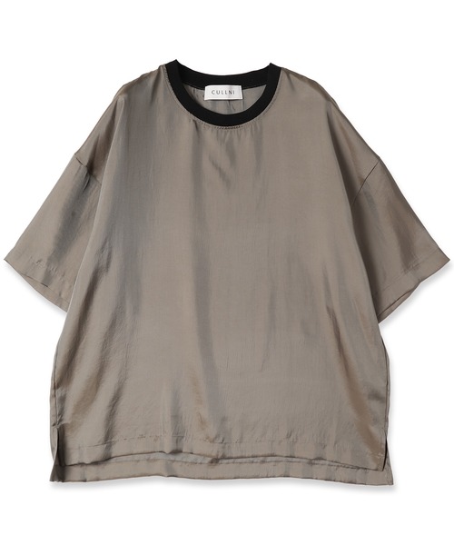 23ss クルニ　CULLNI クルーネックロゴTシャツ ビッグシルエット　茶色 CULLNI（クルニ）の「23-SS-045 / Silky Twill Rib Neck Tee（T