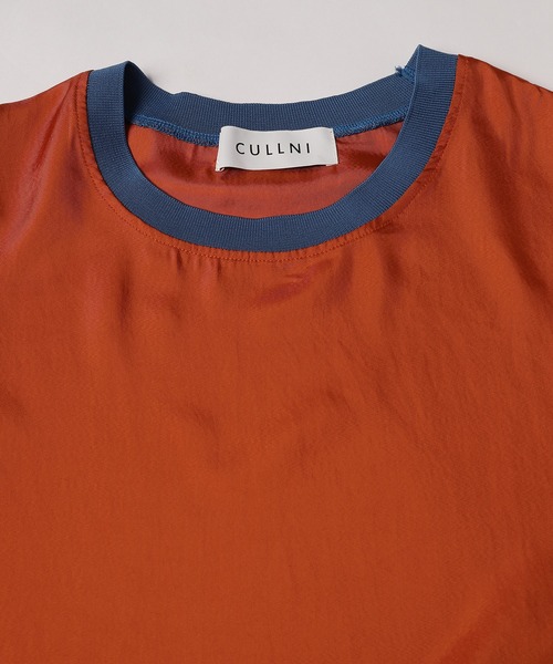 23ss クルニ　CULLNI クルーネックロゴTシャツ ビッグシルエット　茶色 CULLNI（クルニ）の「23-SS-045 / Silky Twill Rib Neck Tee（T