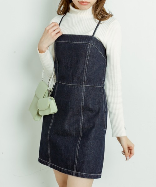 OLIVE des OLIVE（オリーブデオリーブ）の「バックレースアップミニキャミワンピース（ワンピース・レディース・ワンウォッシュ/ケミカルウォッシュ・FREE）」の2枚目の写真