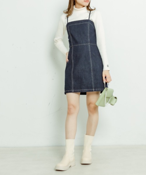 OLIVE des OLIVE（オリーブデオリーブ）の「バックレースアップミニキャミワンピース（ワンピース・レディース・ワンウォッシュ/ケミカルウォッシュ・FREE）」の3枚目の写真