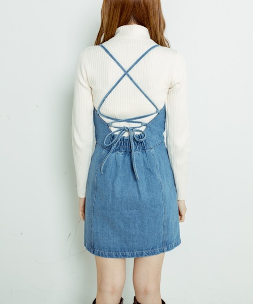 OLIVE des OLIVE（オリーブデオリーブ）の「バックレースアップミニキャミワンピース（ワンピース・レディース・ワンウォッシュ/ケミカルウォッシュ・FREE）」の18枚目の写真