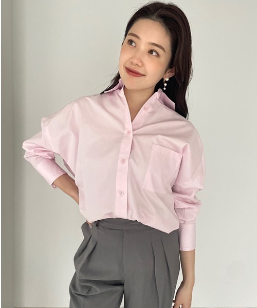 anuans（アニュアンス）の「スタンダードシャツ（シャツ/ブラウス・レディース・イエロー/グリーン系その他/ホワイト/ピンク/ネイビー/サックスブルー・FREE）」の6枚目の写真