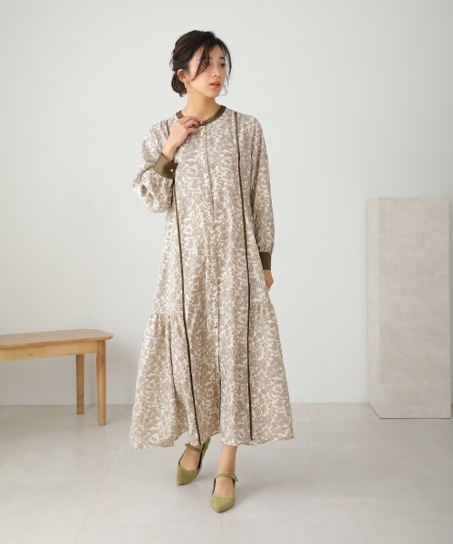 Bou Jeloud（ブージュルード）の「プリントパイピングワンピース（ワンピース・レディース・ブラック/ベージュ・38）」の12枚目の写真