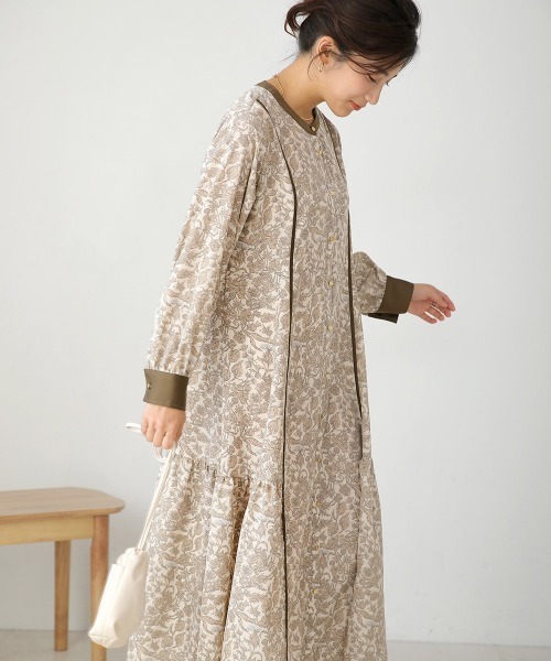 Bou Jeloud（ブージュルード）の「プリントパイピングワンピース（ワンピース・レディース・ブラック/ベージュ・38）」の14枚目の写真