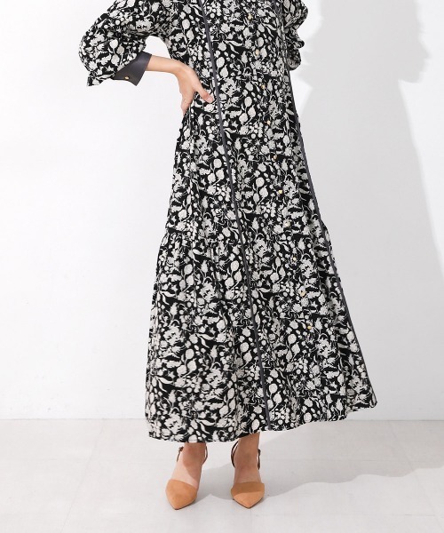 Bou Jeloud（ブージュルード）の「プリントパイピングワンピース（ワンピース・レディース・ブラック/ベージュ・38）」の5枚目の写真