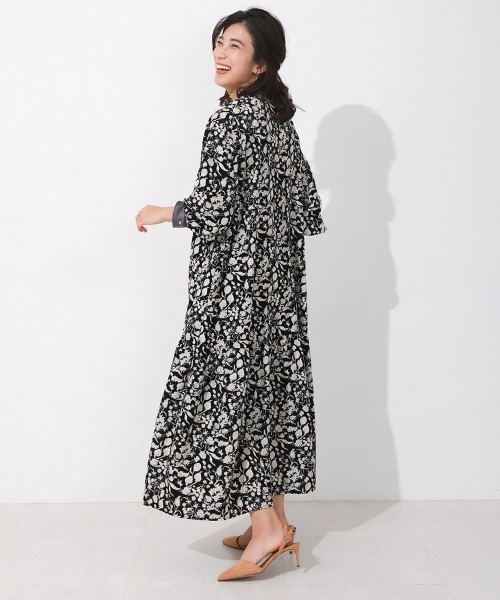 Bou Jeloud（ブージュルード）の「プリントパイピングワンピース（ワンピース・レディース・ブラック/ベージュ・38）」の6枚目の写真