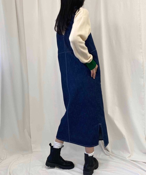 NANEA(ナネア)の「デニムノースリーブロングワンピースジャンパースカート(サロペット/オーバーオール・レディース・ブルー/ネイビー・ONE SIZE)」の13枚目の写真
