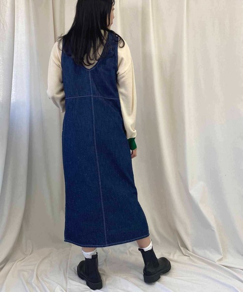 NANEA(ナネア)の「デニムノースリーブロングワンピースジャンパースカート(サロペット/オーバーオール・レディース・ブルー/ネイビー・ONE SIZE)」の18枚目の写真