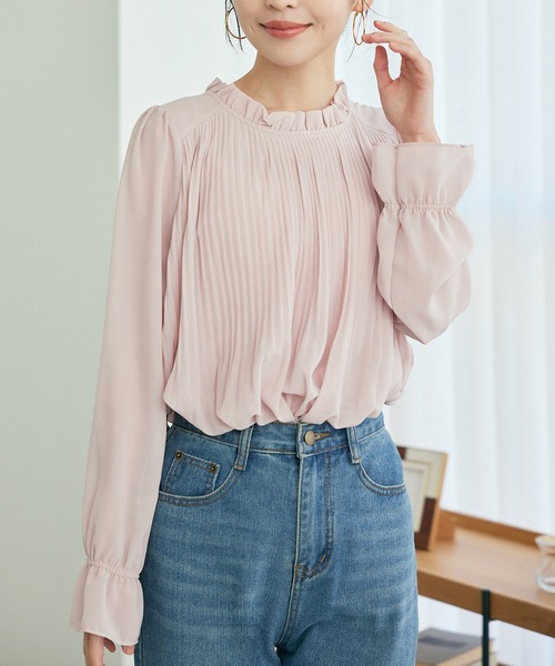 fifth(フィフス)の「長袖プリーツシフォンブラウス(シャツ/ブラウス・レディース・モカ/ブラック/ホワイト/ピンク/ブルー・M)」の5枚目の写真