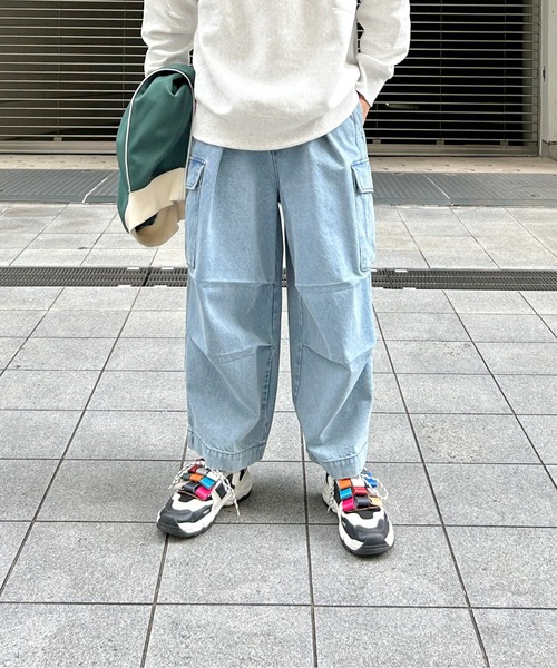 CPCM(シーピーシーエム)の「デニムカーゴパンツ(デニムパンツ・メンズ・ブルー/ブラック・FREE)」の10枚目の写真